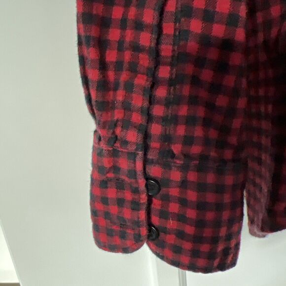 Fall Shirt! Eddie Bauer Women's Sz L Forest Flannel Shirt Red Plaid Pockets - Picture 7 of 7